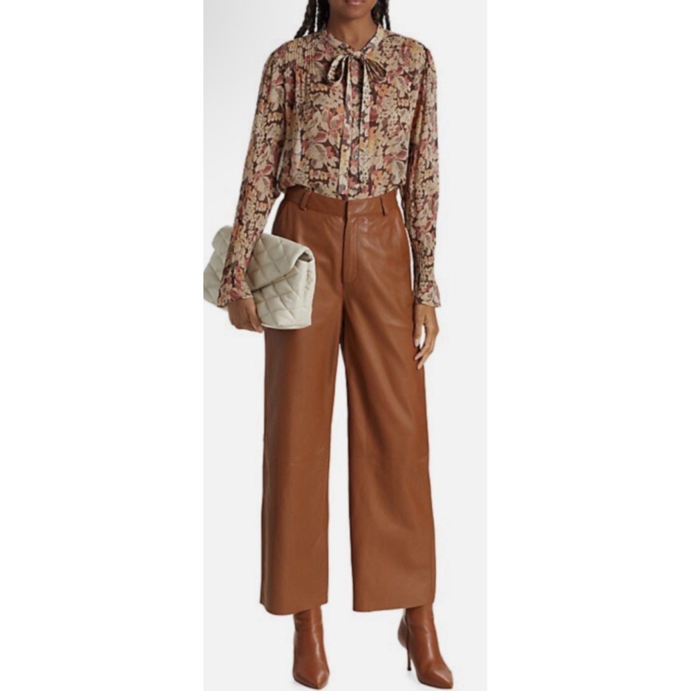 Polo Ralph Lauren Floral Crepe Georgette Tie-Neck Blouse Top Size 4 Sheer